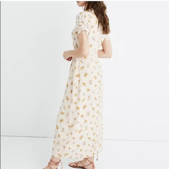 NWT Madewell Silk Floral Faux Wrap Midi Dress Size 2 Cream Golden Yellow - Picture 2 of 15